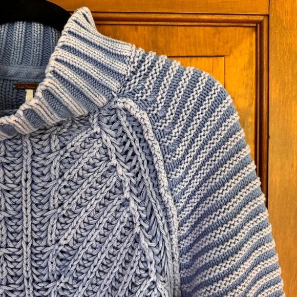 Free People Cozy Blue Cable Knit Sweater - Picture 2 of 4